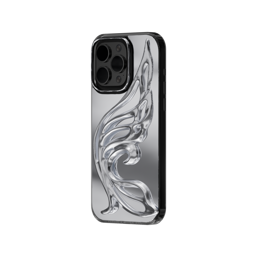 iphone case, butterfly, wing, silver, black, xtended identity, 3D printing