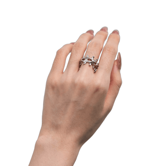 ring, bone, silver, matte silver, xtended identity