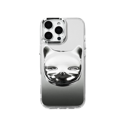 iphone case, cat face, silver, black, xtended identity, 3D printing