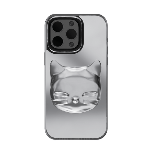 iphone case, cat face, silver, black, xtended identity, 3D printing