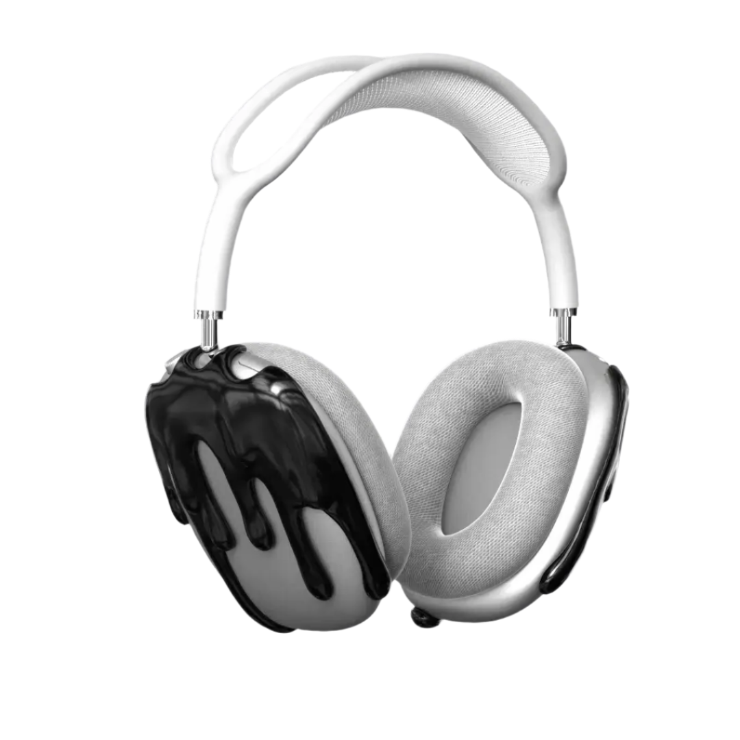 airpods cover, airpods max cover, melted, silver, black, xtended identity