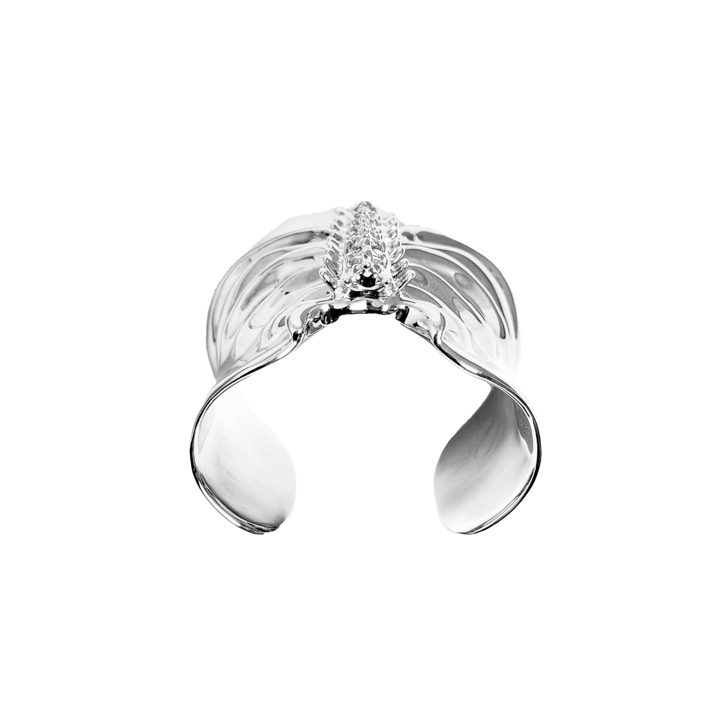 Command attention with the Gem Ribcage Cuff. Skeletal luxury meets couture gems in this red carpet-worthy arm piece.