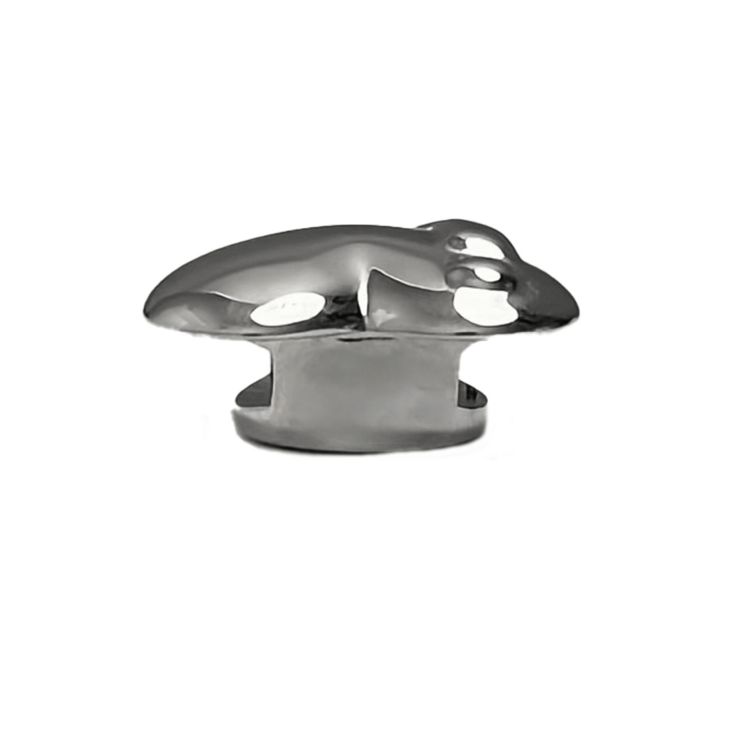 A silver metallic heart-shaped shoelace charm designed to slide onto shoelaces, adding a touch of elegance and playful style to sneakers.