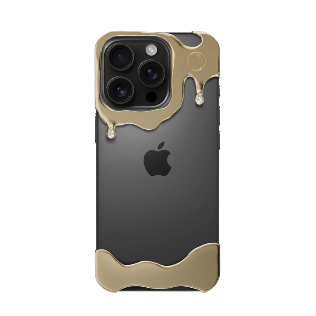 Liquid metal drip iPhone case with chrome finish – futuristic melting design for iPhone 15 pro, 15 pro max, 16 pro and 16 pro max