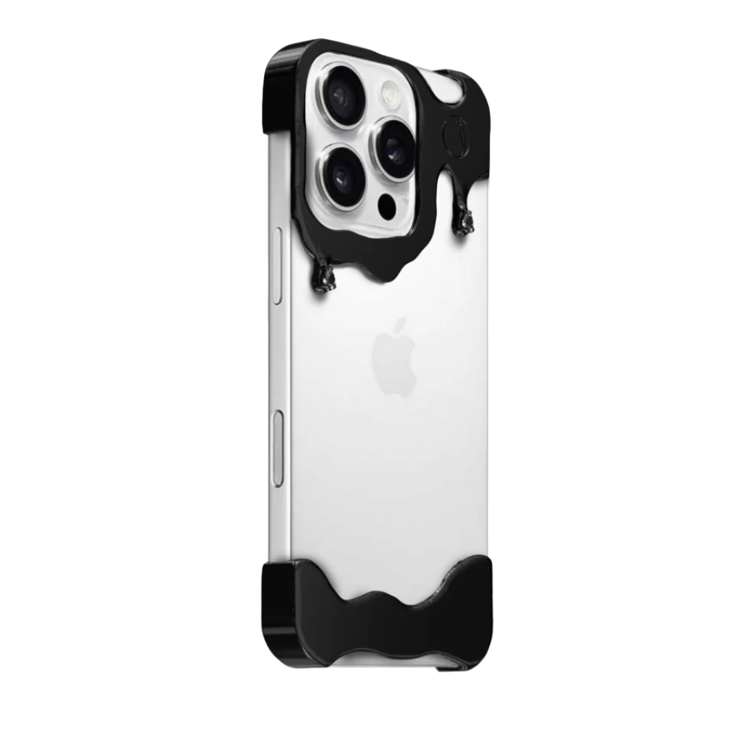 Liquid metal drip iPhone case with chrome finish – futuristic melting design for iPhone 15 pro, 15 pro max, 16 pro and 16 pro max