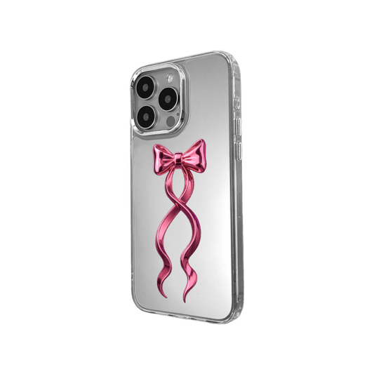 Pink Ribbon Flow iPhone Case with long flowing bow print.