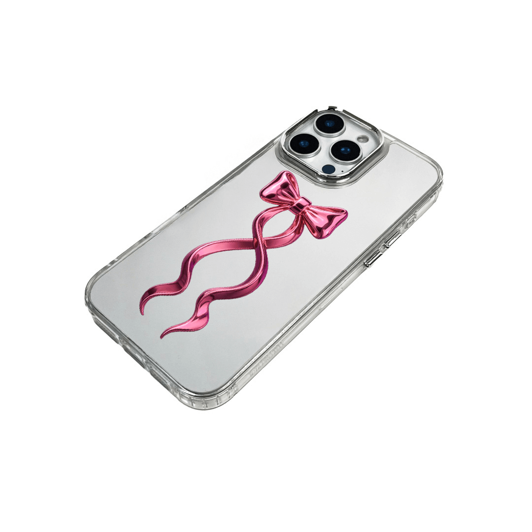 Pink Ribbon Flow iPhone Case with long flowing bow print.