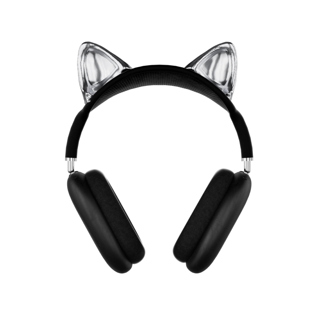 airpods max cat ears, silver, white, black, xtended identity
