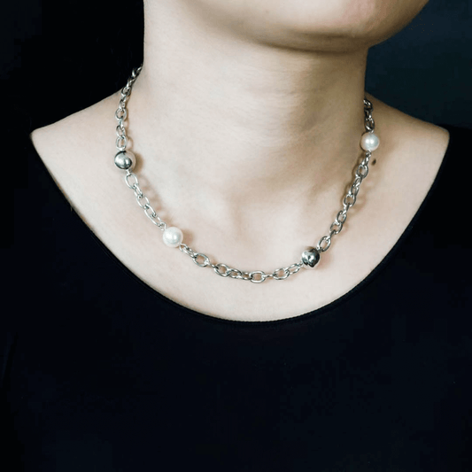 necklace, ball, silver, xtended identity