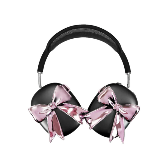 airpods cover, airpods max cover, bow, silver, pink, xtended identity