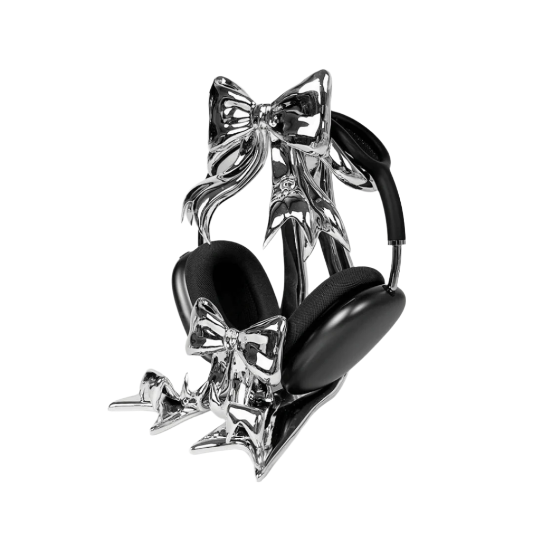 airpods max stand, bow, silver, xtended identity