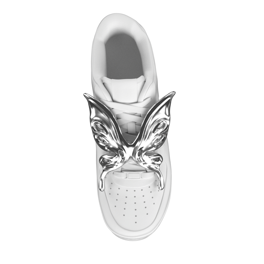 shoe accessory, jewelry, butterfly, silver, xtended identity