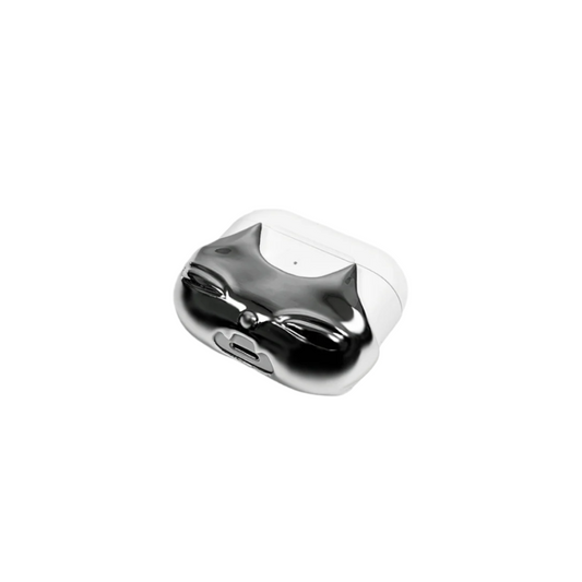 airpods cover, cat, silver, black, xtended identity