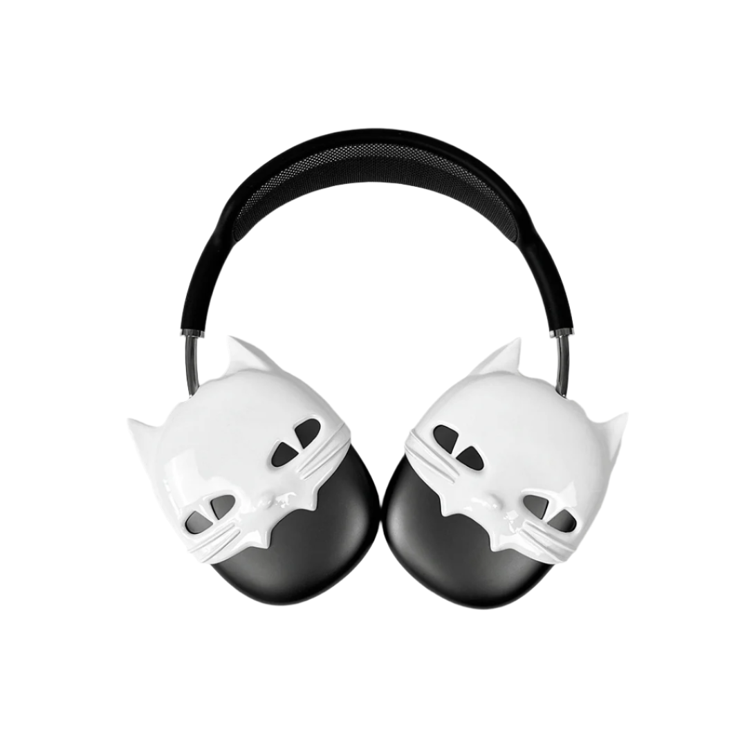 airpods cover, airpods max cover, cat face, silver, white, black, xtended identity, 3D printing