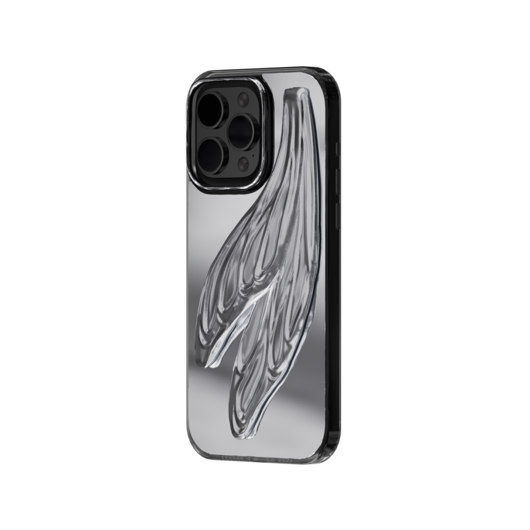 iphone case, flutter wing, silver, black, xtended identity