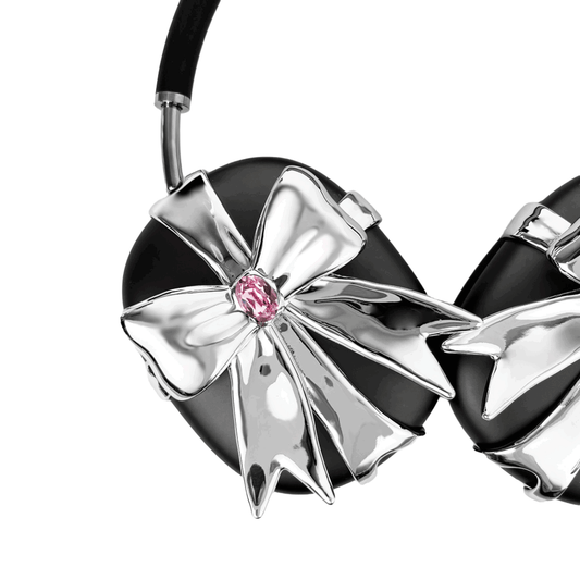 airpods cover, airpods max cover, gem, bow, pink, silver, xtended identity