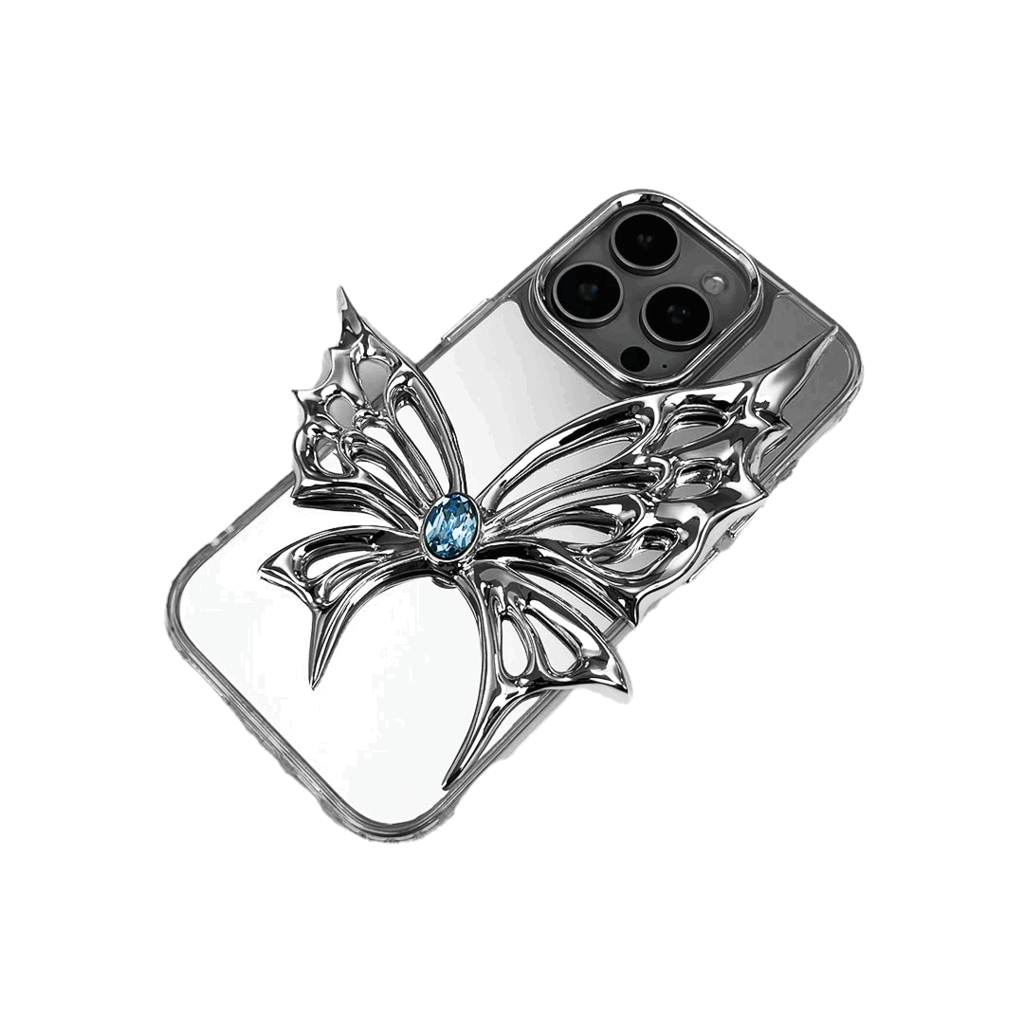 iphone cases, gem, butterfly, blue, silver, xtended identity