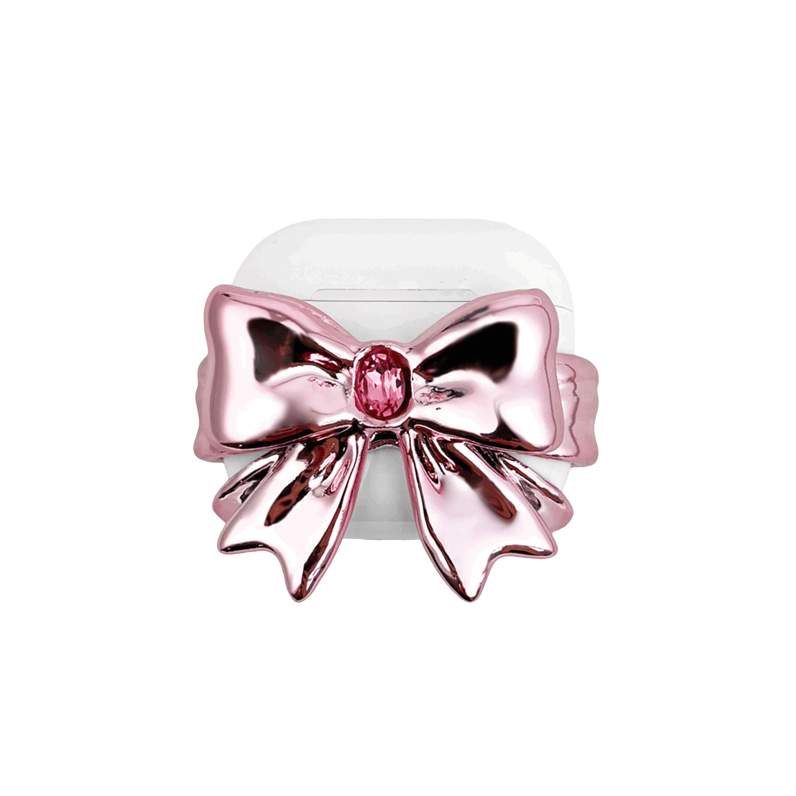 XTENDED iDENTiTY GEM BOW AiRPODS エアポッド カバー リボン ピンクのリボンジュエル AirPods ケース | シックで保護力のある
