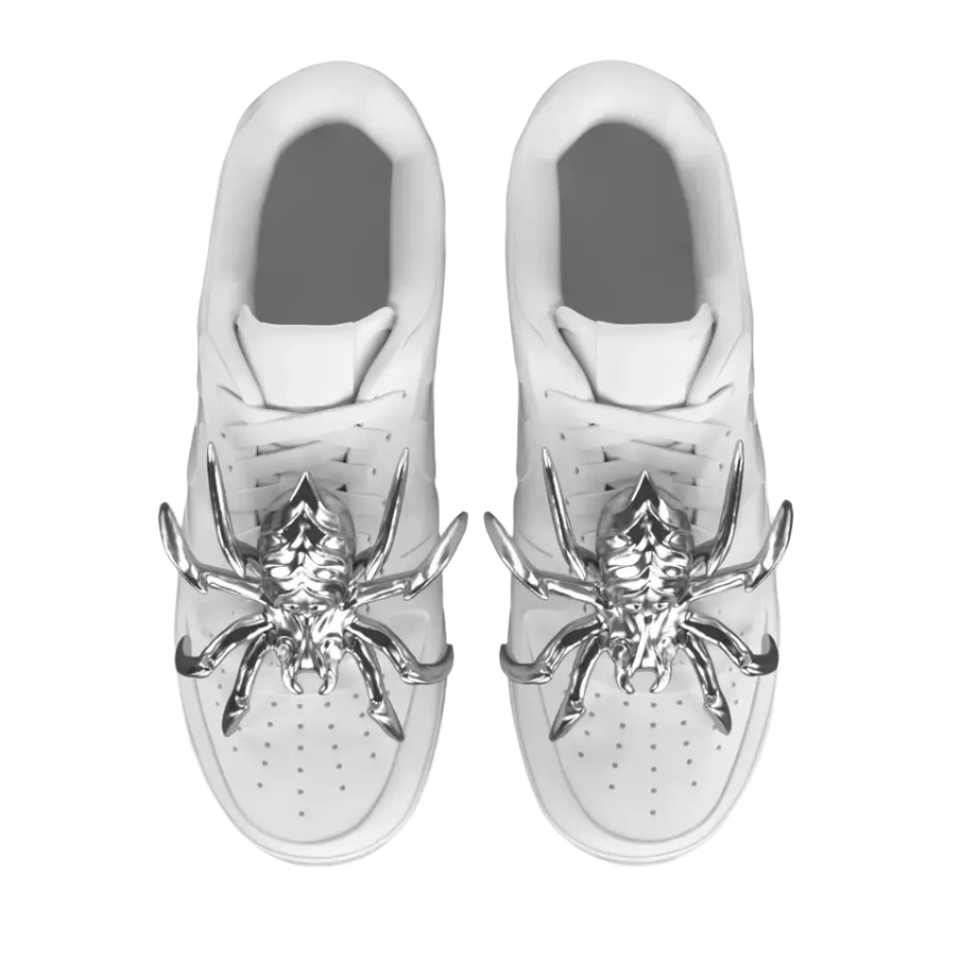 shoe jewelry, spider, silver, xtended identity