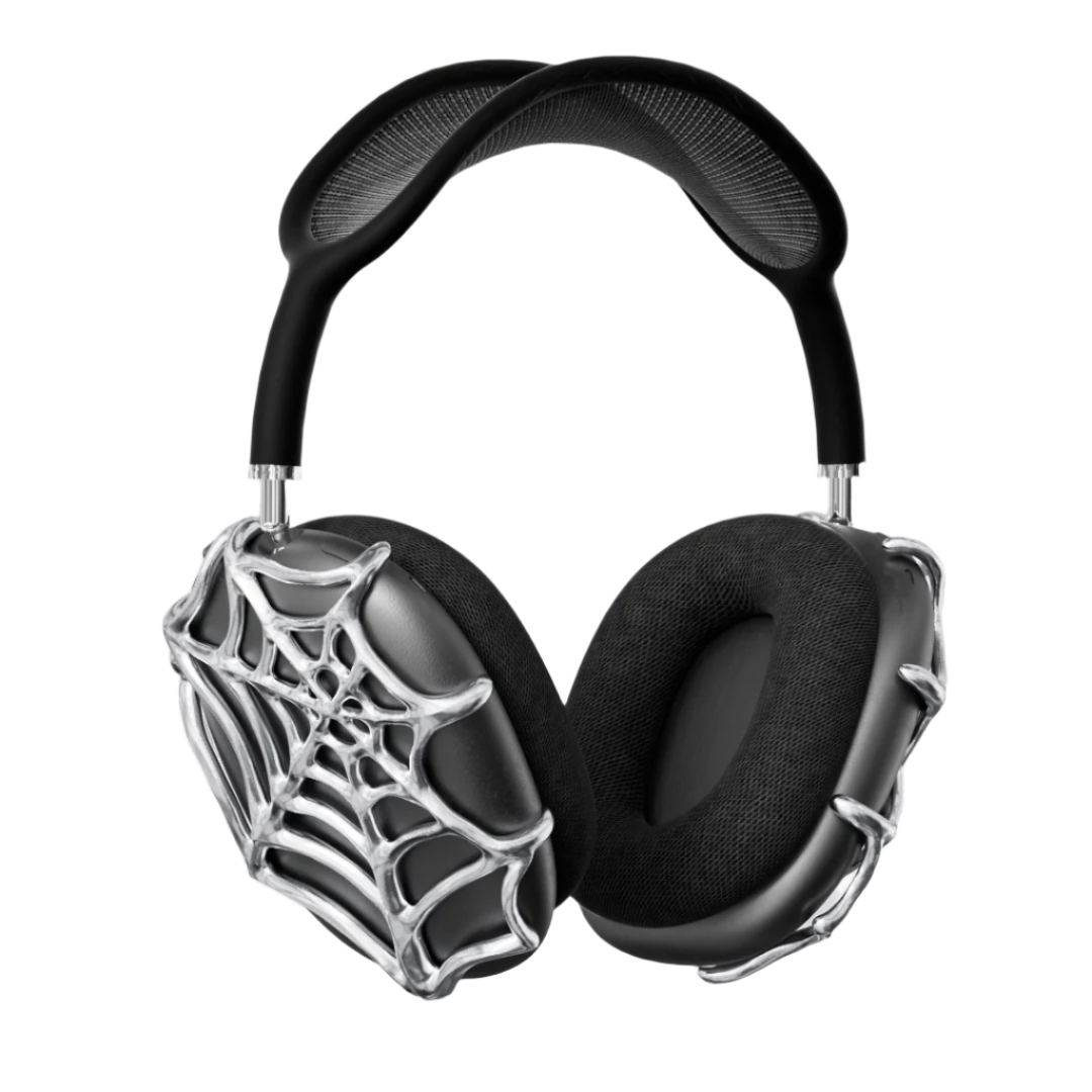 airpods cover, airpods max cover, webbed, silver, xtended identity