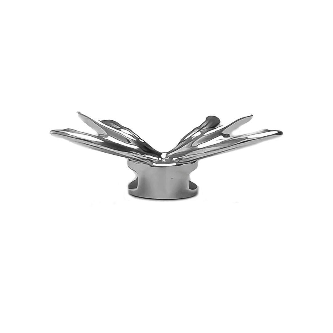 A silver metallic 3D butterfly shoelace charm with raised wings, creating a sculptural and dynamic look on sneakers.