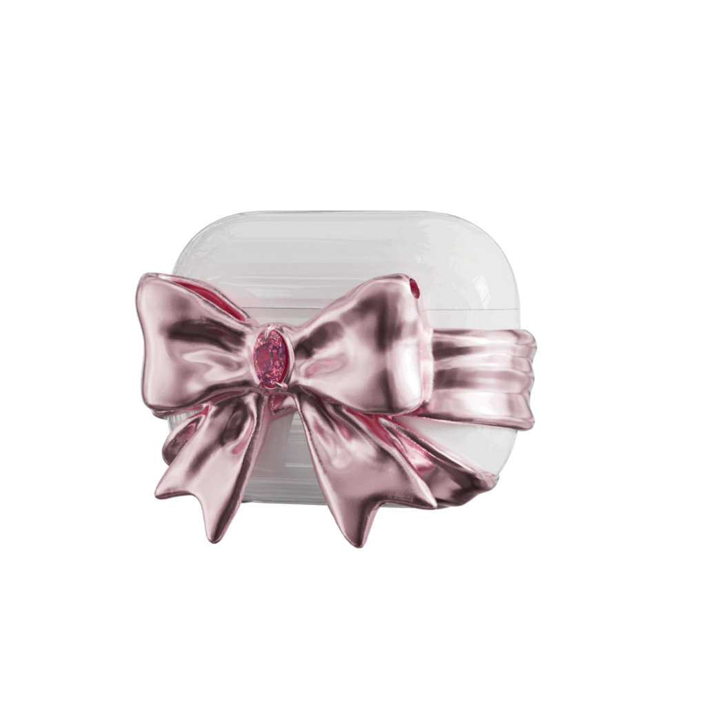 XTENDED iDENTiTY PiNK BOW Airpods カバー ピンクのリボンジュエル AirPods ケース | シックで保護力のある