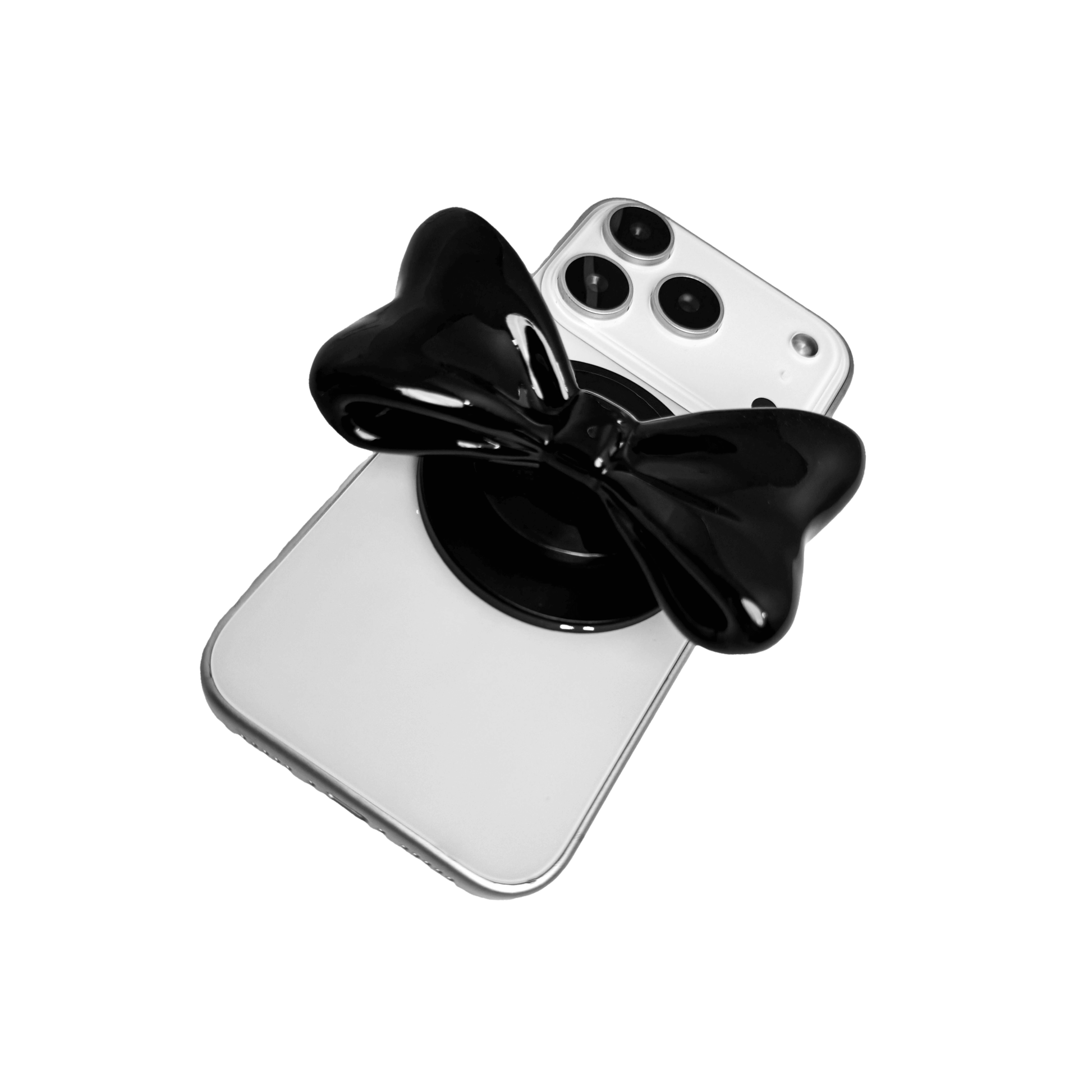 phone grip, bow, pink, silver, black, white, XTENDED iDENTiTY