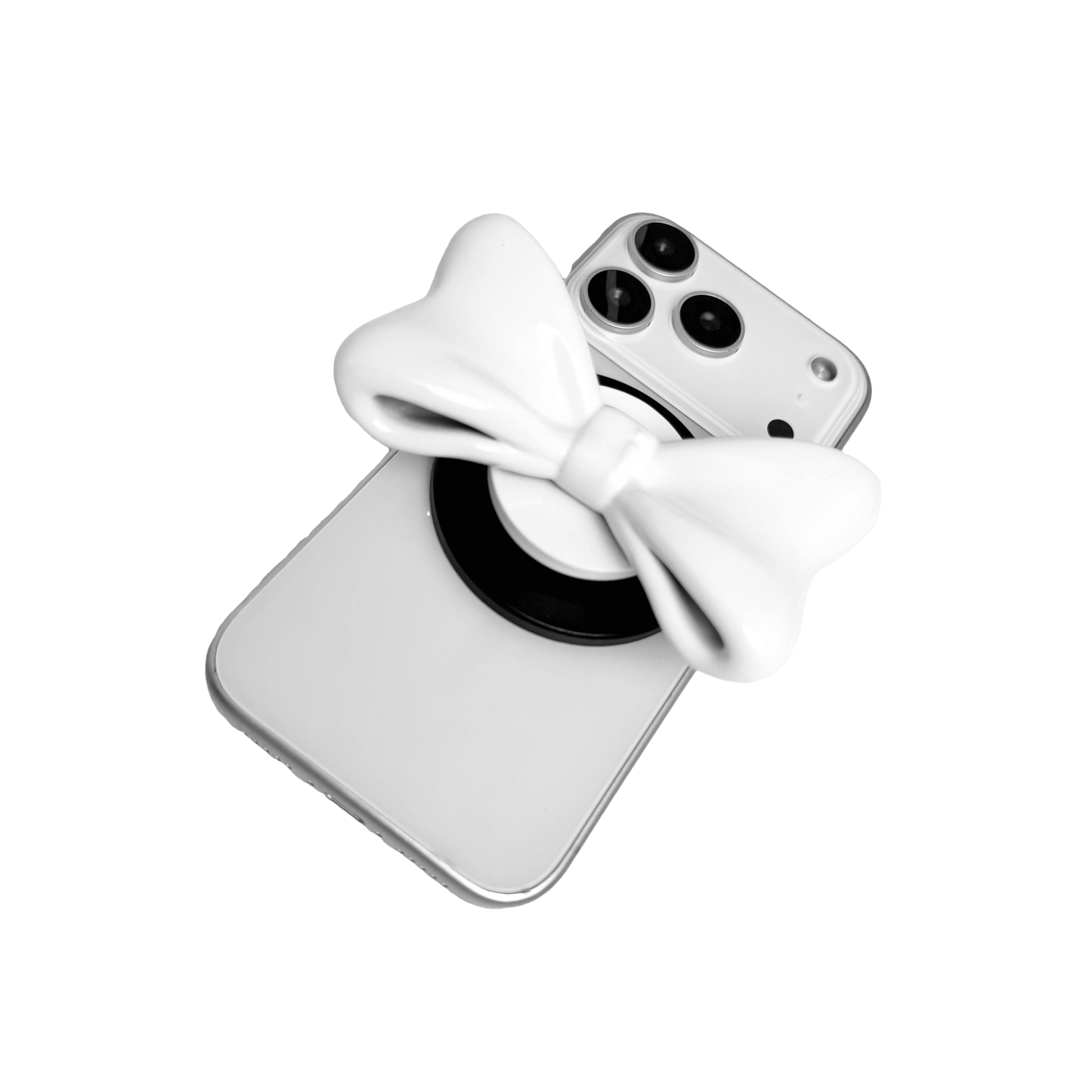 phone grip, bow, pink, silver, black, white, XTENDED iDENTiTY