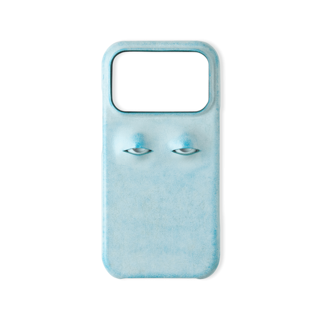 Double Eyeball Inlay Handcrafted Italian Genuine Leather Phone Case