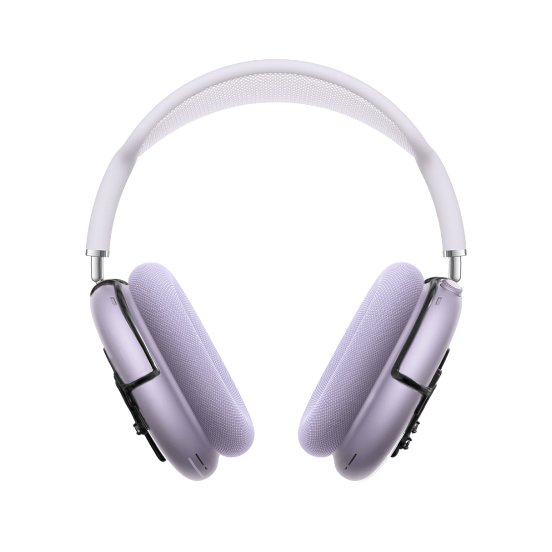 AirPods Max cover featuring silver chrome waveform patterns resembling musical pulses, with crystal-like droplets hanging from the lines, set against matte black earcups.