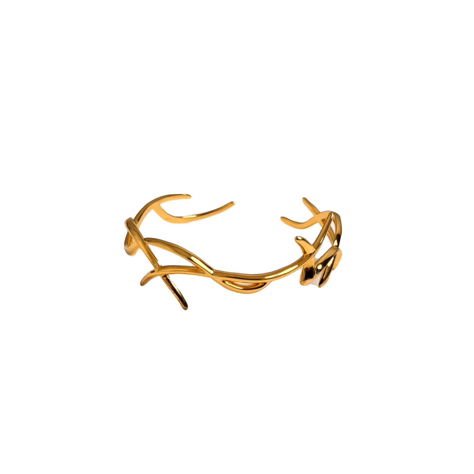 The XTENDED iDENTiTY "Cyber Claws Cuff" from the Cyber Dream series, an open-ended cuff bracelet. The design features a complex, sharp, and angular metallic structure resembling futuristic claws or an external skeleton. Available finishes include Shadow Black, Liquid Silver, and Molten Gold, all emphasizing the aggressive, bio-mechanical, and futuristic design.