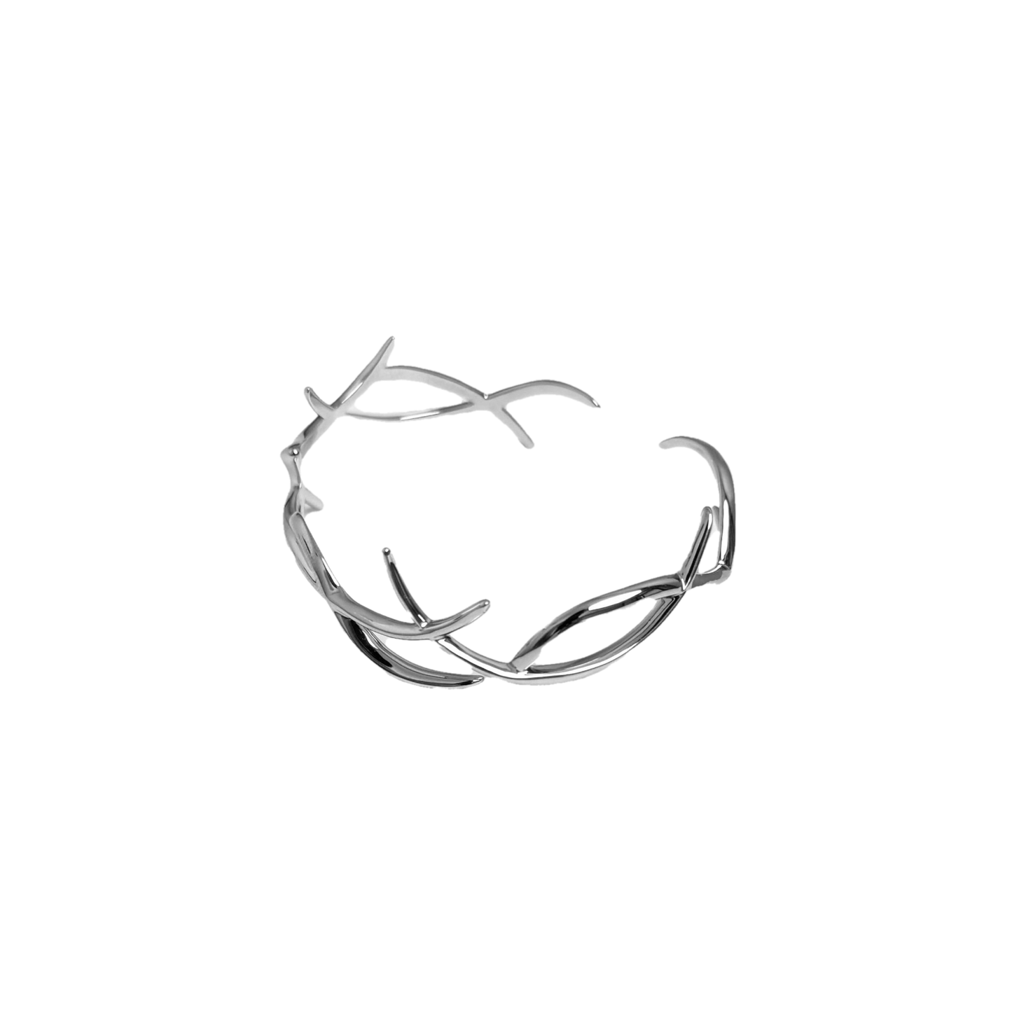 The XTENDED iDENTiTY "Cyber Claws Cuff" from the Cyber Dream series, an open-ended cuff bracelet. The design features a complex, sharp, and angular metallic structure resembling futuristic claws or an external skeleton. Available finishes include Shadow Black, Liquid Silver, and Molten Gold, all emphasizing the aggressive, bio-mechanical, and futuristic design.