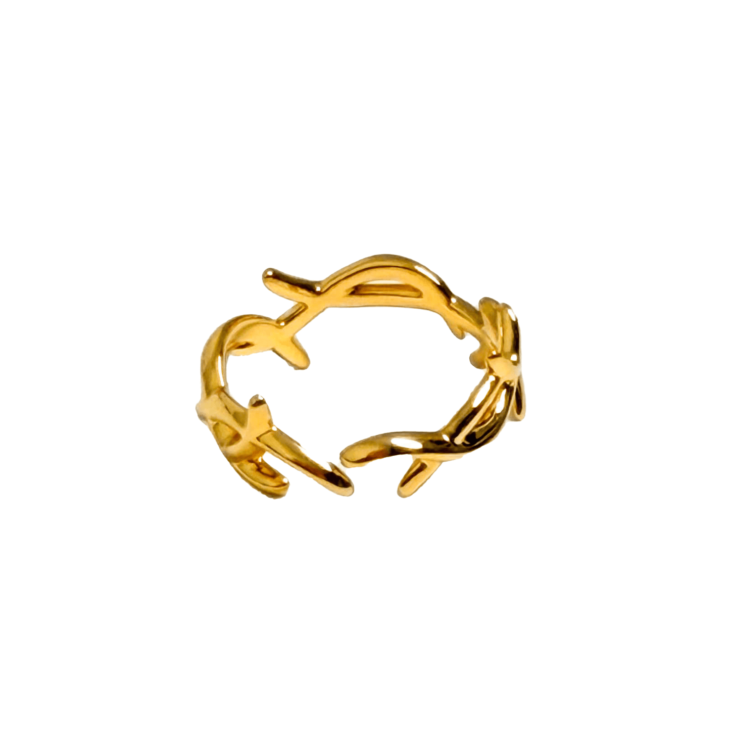 The XTENDED iDENTiTY "Cyber Claws Ring" from the Cyber Dream series. A highly sculpted, open-band ring featuring a complex, sharp, and angular metallic structure resembling futuristic claws or an external skeleton. Available finishes include Shadow Black, Liquid Silver, and Molten Gold, displayed together on a white background.