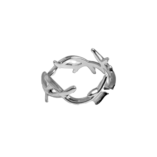 The XTENDED iDENTiTY "Cyber Claws Ring" from the Cyber Dream series. A highly sculpted, open-band ring featuring a complex, sharp, and angular metallic structure resembling futuristic claws or an external skeleton. Available finishes include Shadow Black, Liquid Silver, and Molten Gold, displayed together on a white background.