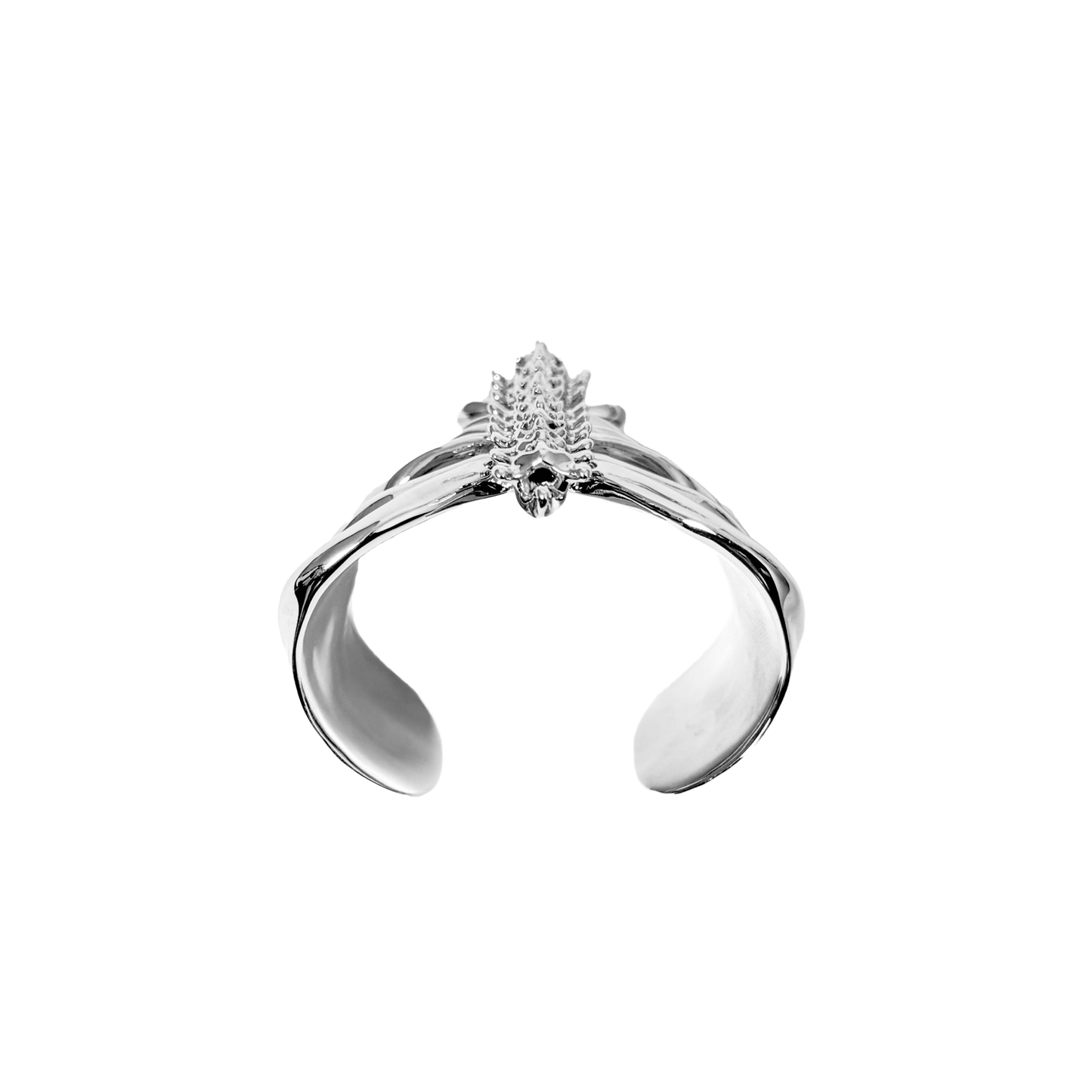 Command attention with the Gem Ribcage Cuff. Skeletal luxury meets couture gems in this red carpet-worthy arm piece.