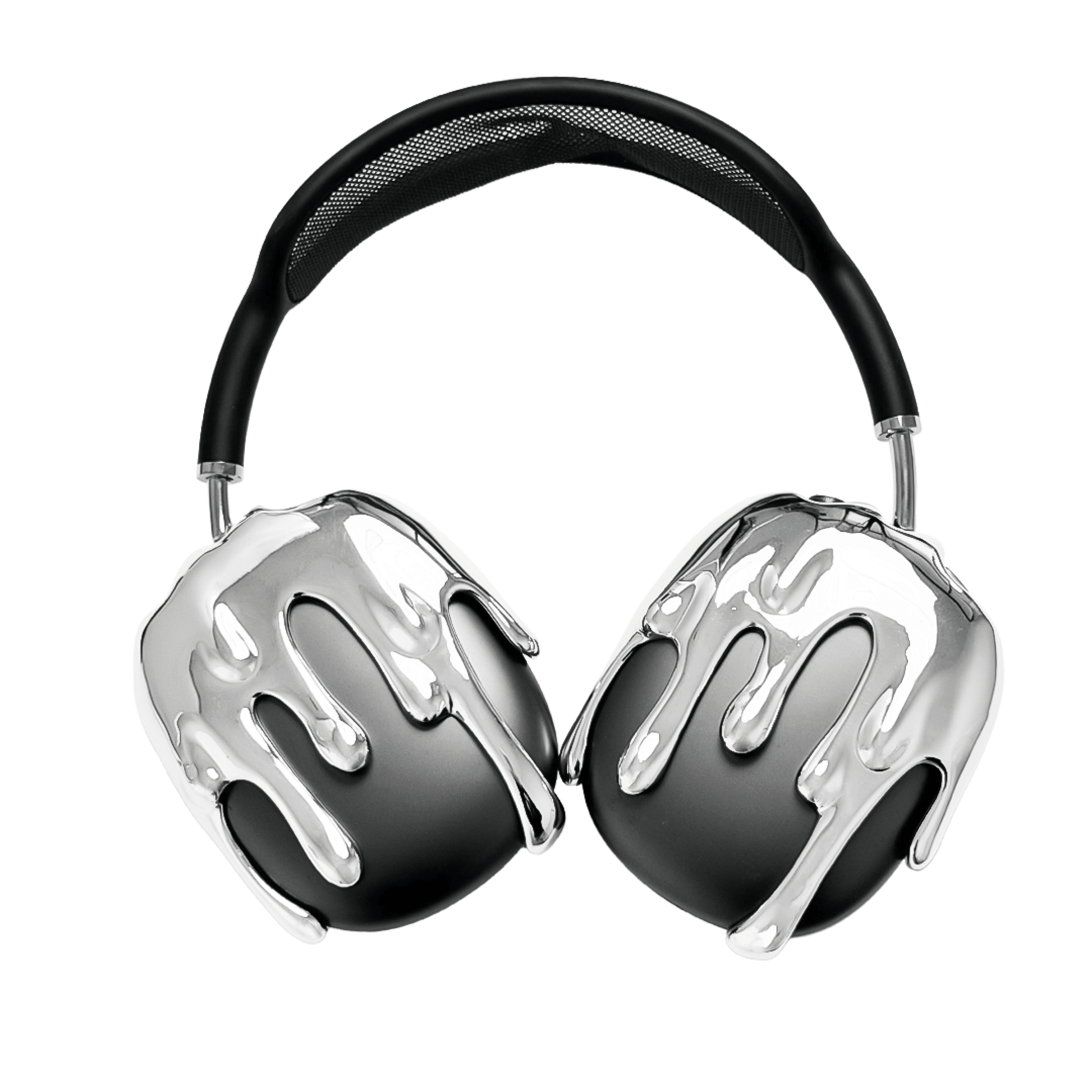 airpods cover, airpods max cover, melted, silver, black, xtended identity