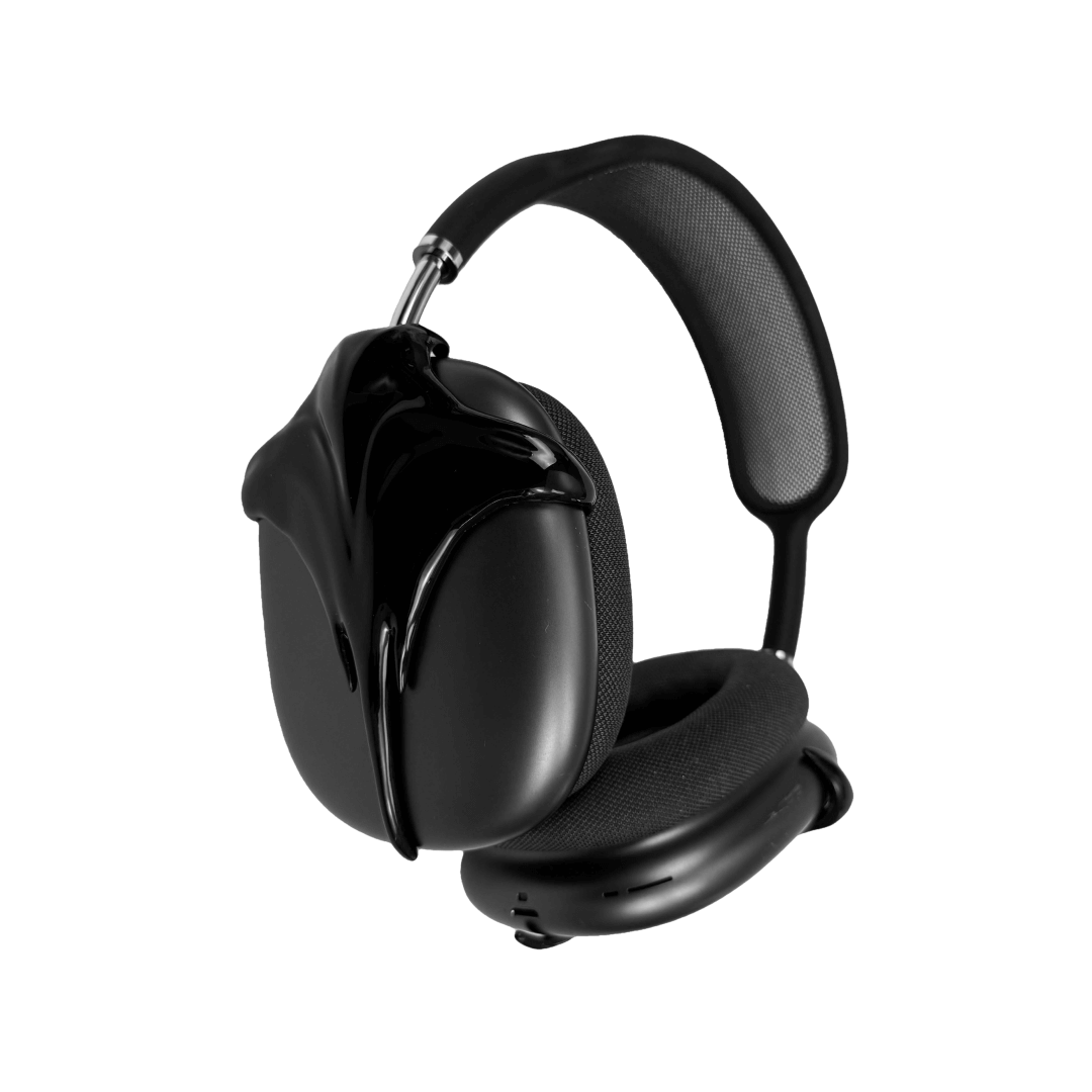 Futuristic headphones featuring a sculpted metallic stingray design with flowing, aerodynamic wings and a sharp central tail motif.
