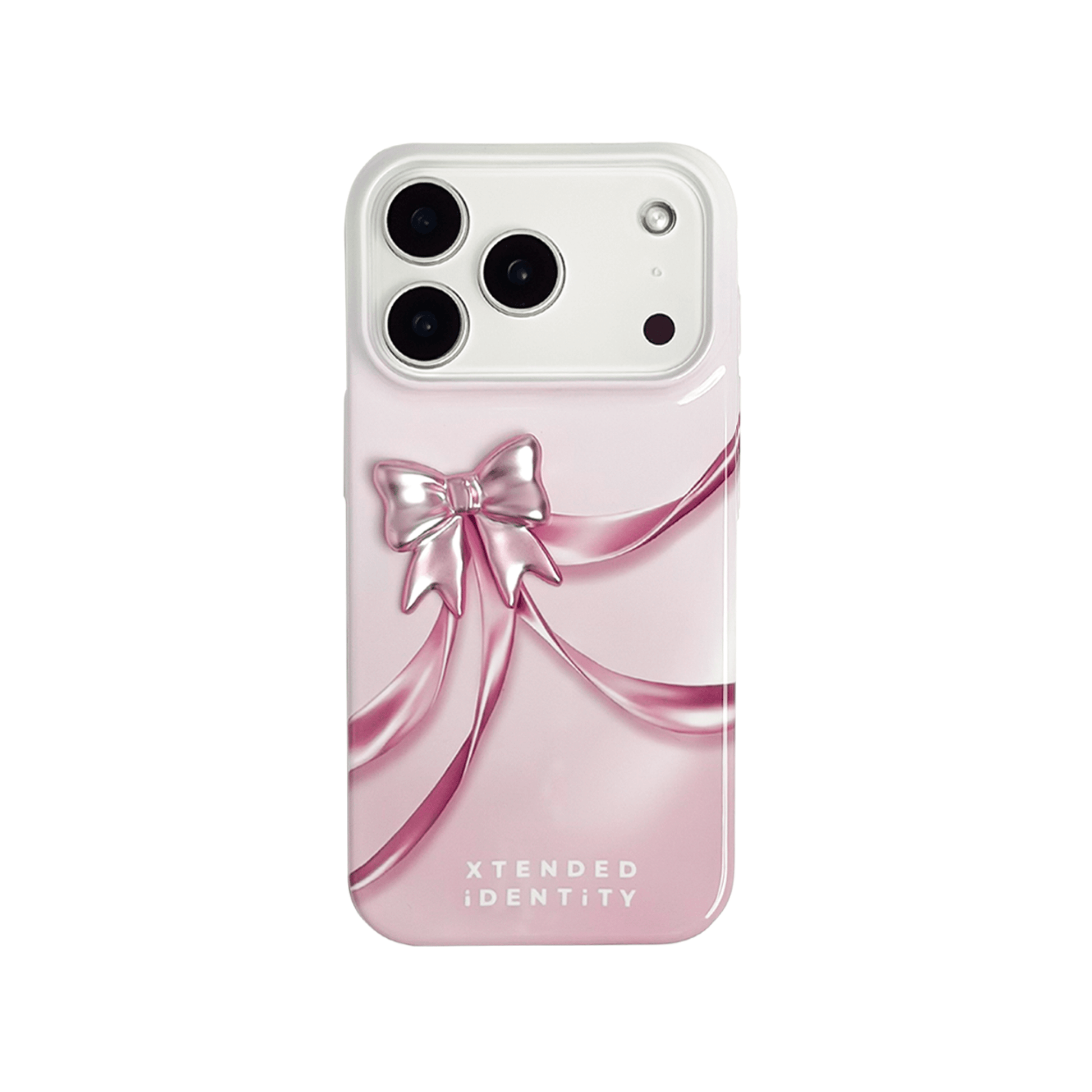 Ribbon Bow Pattern iPhone Case featuring printed bows in pink, purple, or black, each with a matching 3D bow accent attached on top. A chic and coordinated design that blends playfulness with luxury.