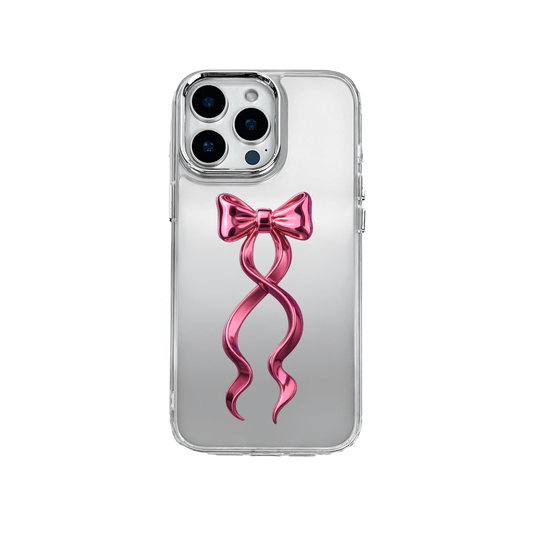 Pink Ribbon Flow iPhone Case with long flowing bow print.