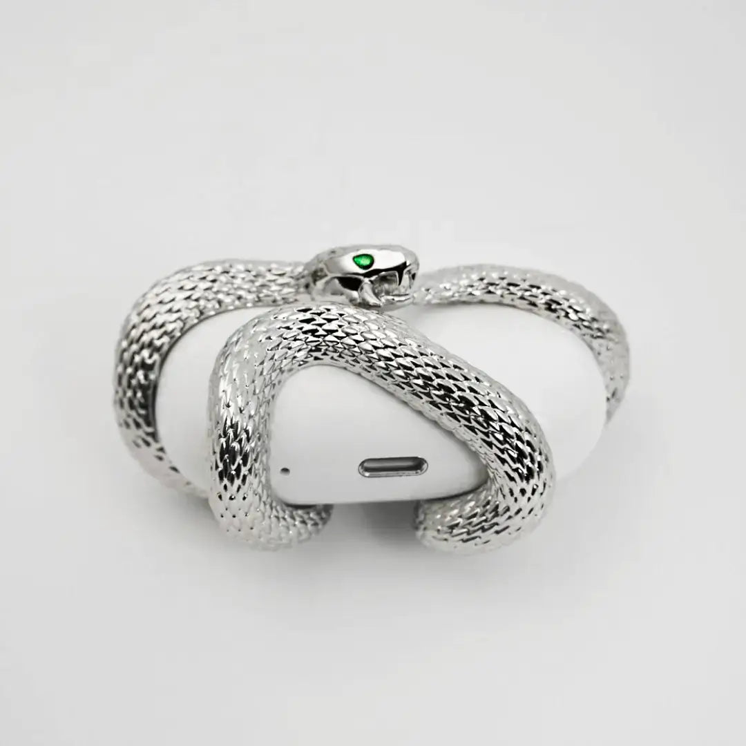 airpods cover, snake, silver, gold, xtended identity