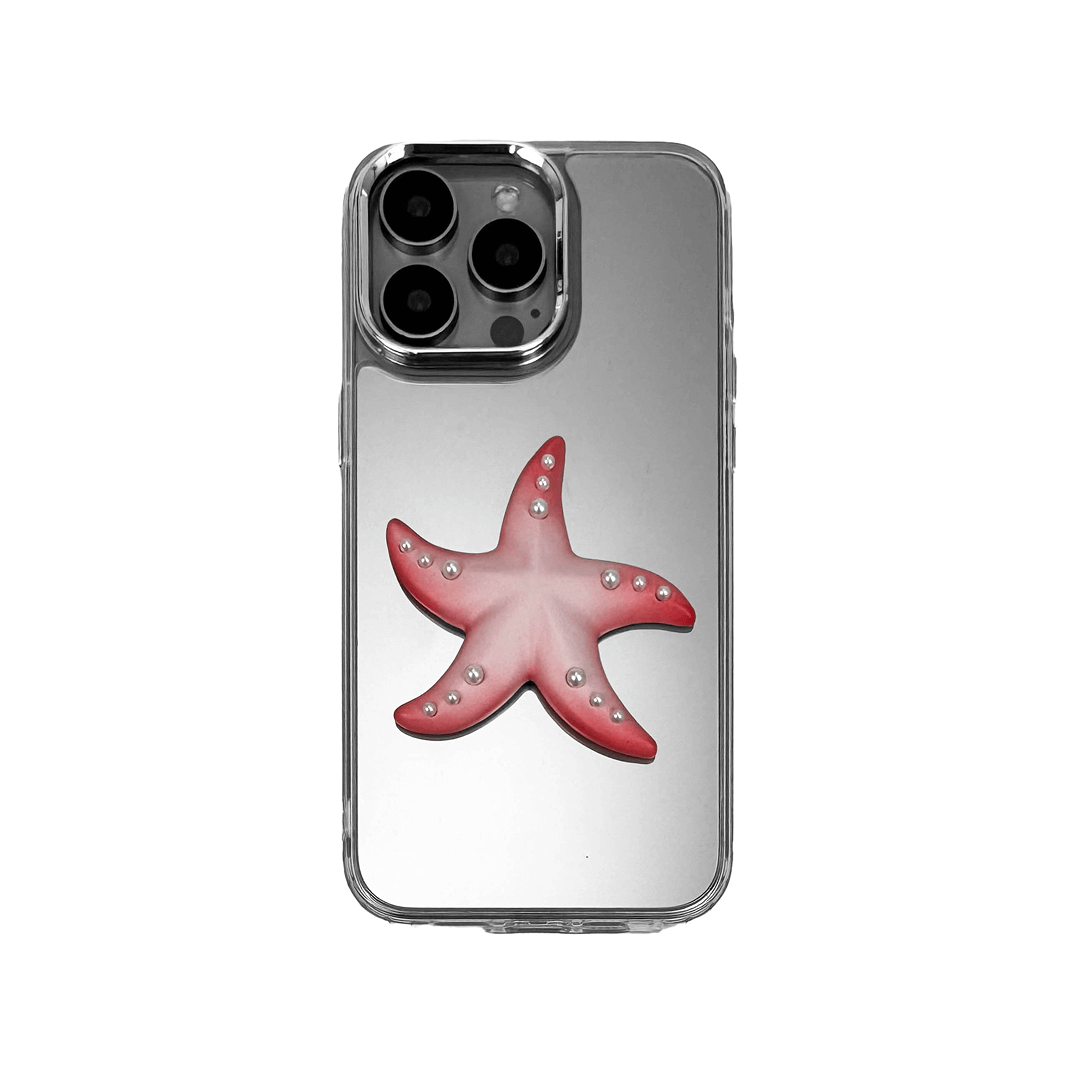 Matte phone case featuring a raised starfish design with dotted pearl-like accents on each arm.