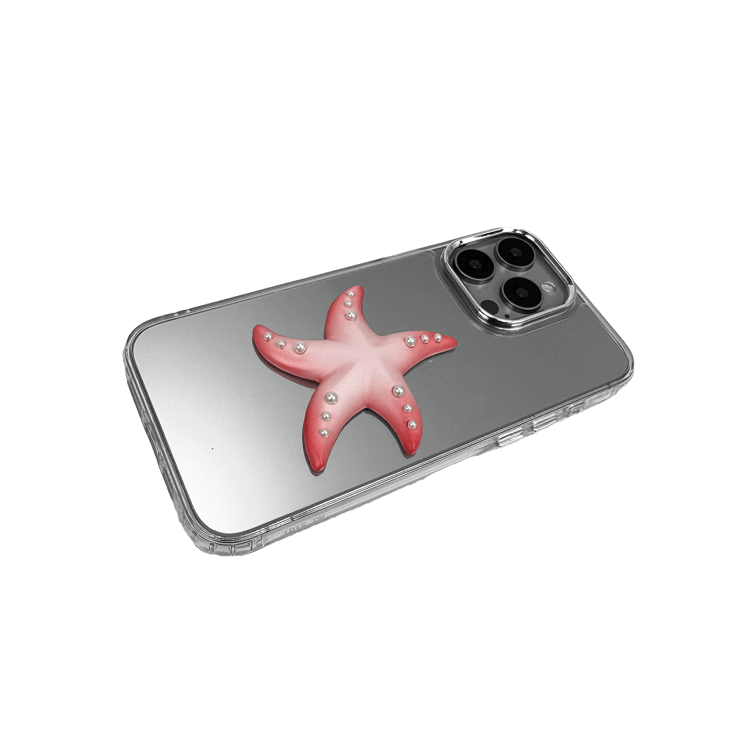Matte phone case featuring a raised starfish design with dotted pearl-like accents on each arm.
