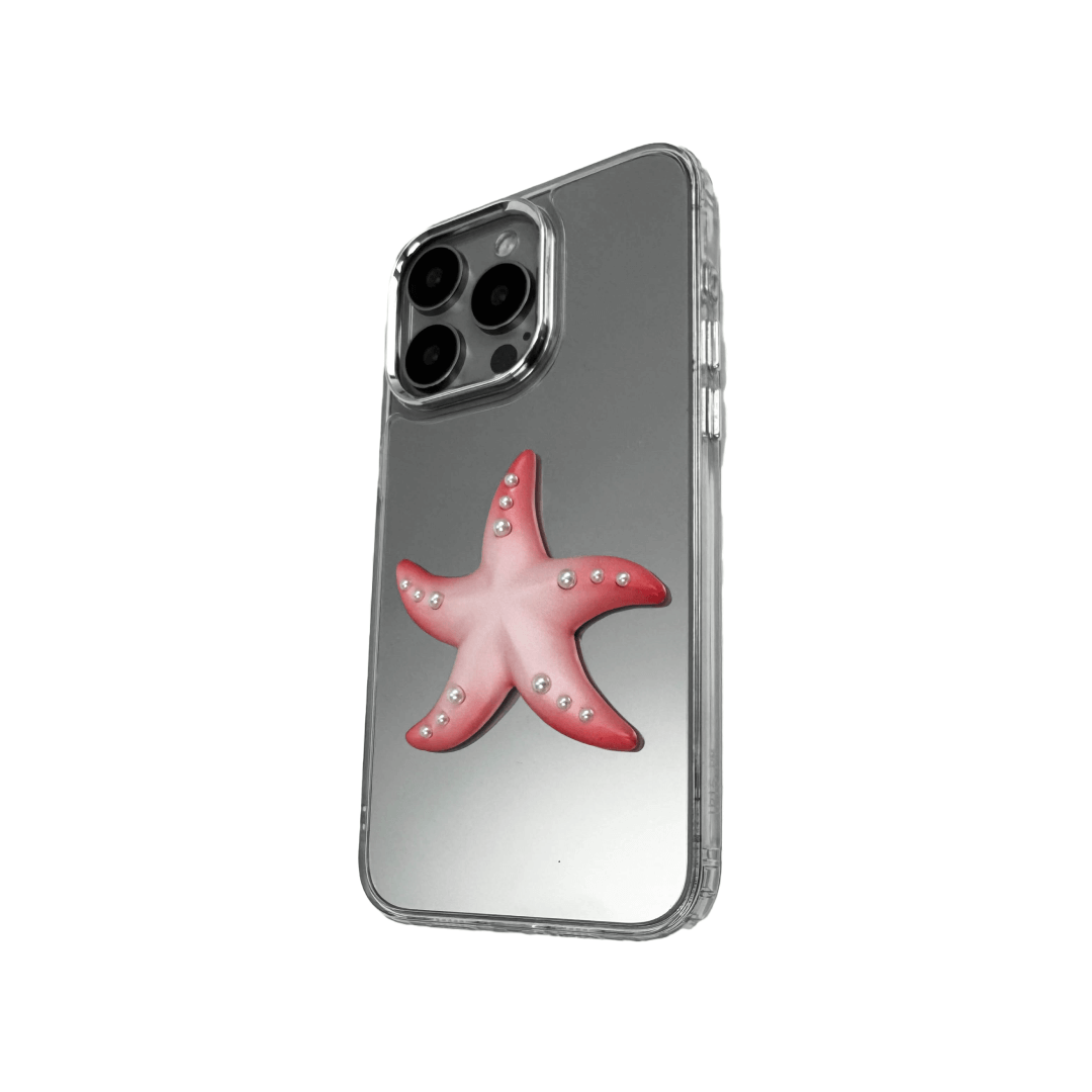 Matte phone case featuring a raised starfish design with dotted pearl-like accents on each arm.
