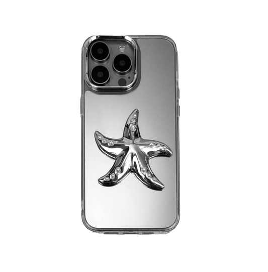 Matte phone case featuring a raised starfish design with dotted pearl-like accents on each arm.