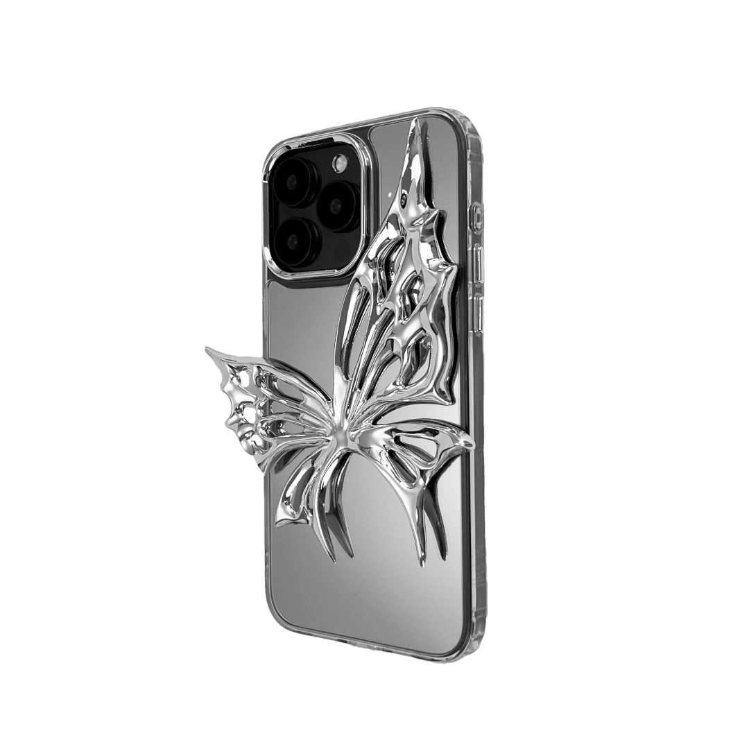 iphone case, butterfly, silver, black, xtended identity, 3d printing