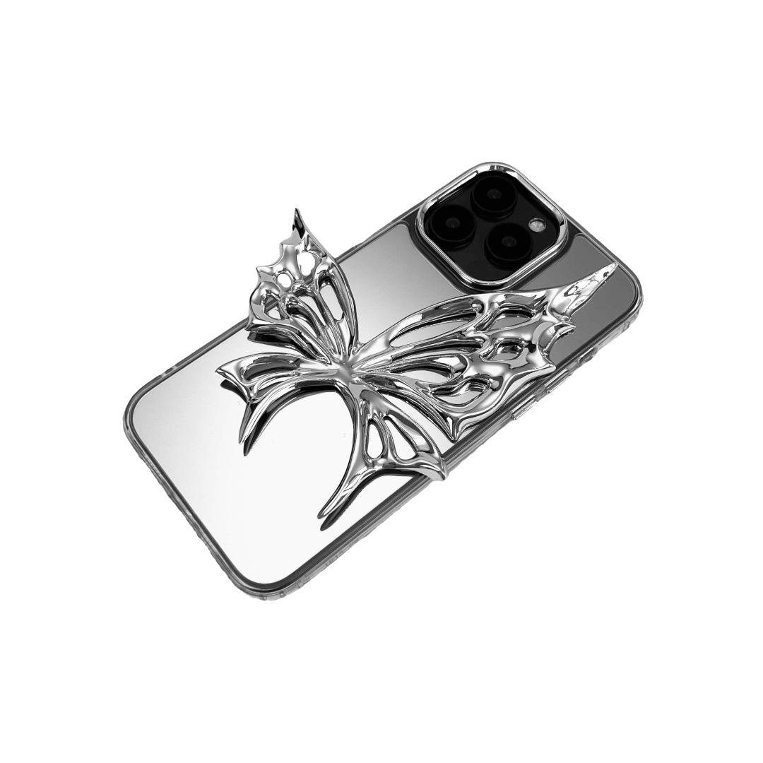 iphone case, butterfly, silver, black, xtended identity, 3d printing