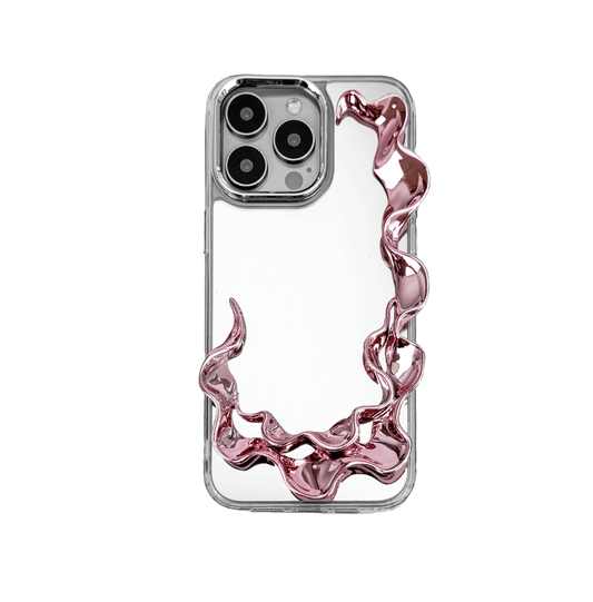 Tide Frame brings the ebb and flow of the ocean to your fingertips. This frame-style accessory encases the iPhone in a smooth, undulating silhouette, echoing the motion of water caught mid-surge. Its dark chrome finish reflects like moonlight on wet sand — a boundary that moves with the tide.

Not just a case, but a sculptural halo for your device. Every edge is alive with rhythm, every ripple a silent wave. Where protection meets poetry, Tide Frame is an elemental invitation to touch, to move, to drift.