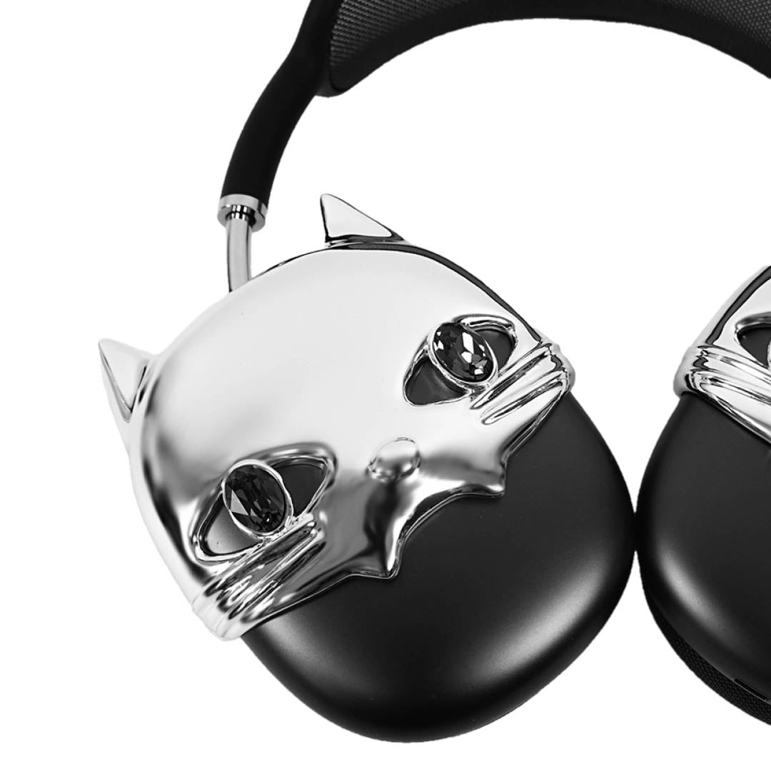 airpods cover, airpods max cover, gem, cat face, silver, pink, purple, black, blue, green, gold, xtended identity, 3D printing