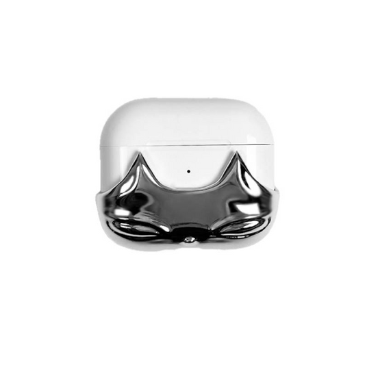 airpods cover, cat, silver, black, xtended identity