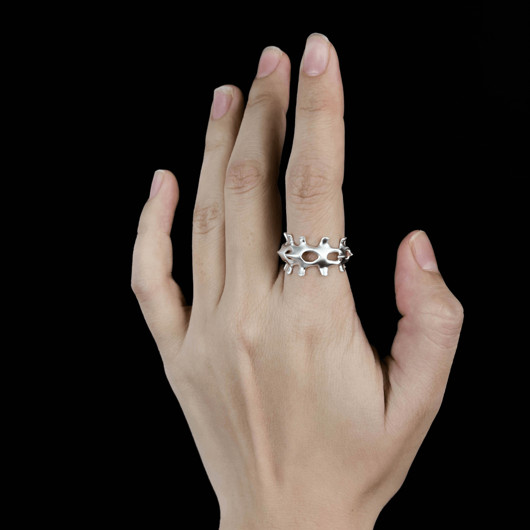 ring, bone, silver, white, xtended identity